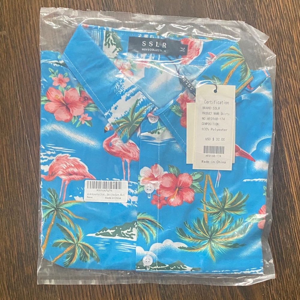 NWT Men's Blue Hawaiian Shirt